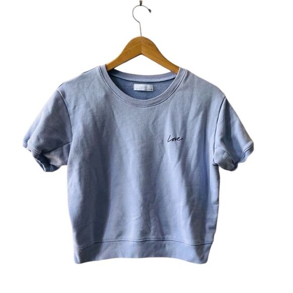 OAK + FORT Tops - Oak + Fort Sweatshirt Top Size Medium Lavender Puff Sleeves Cropped